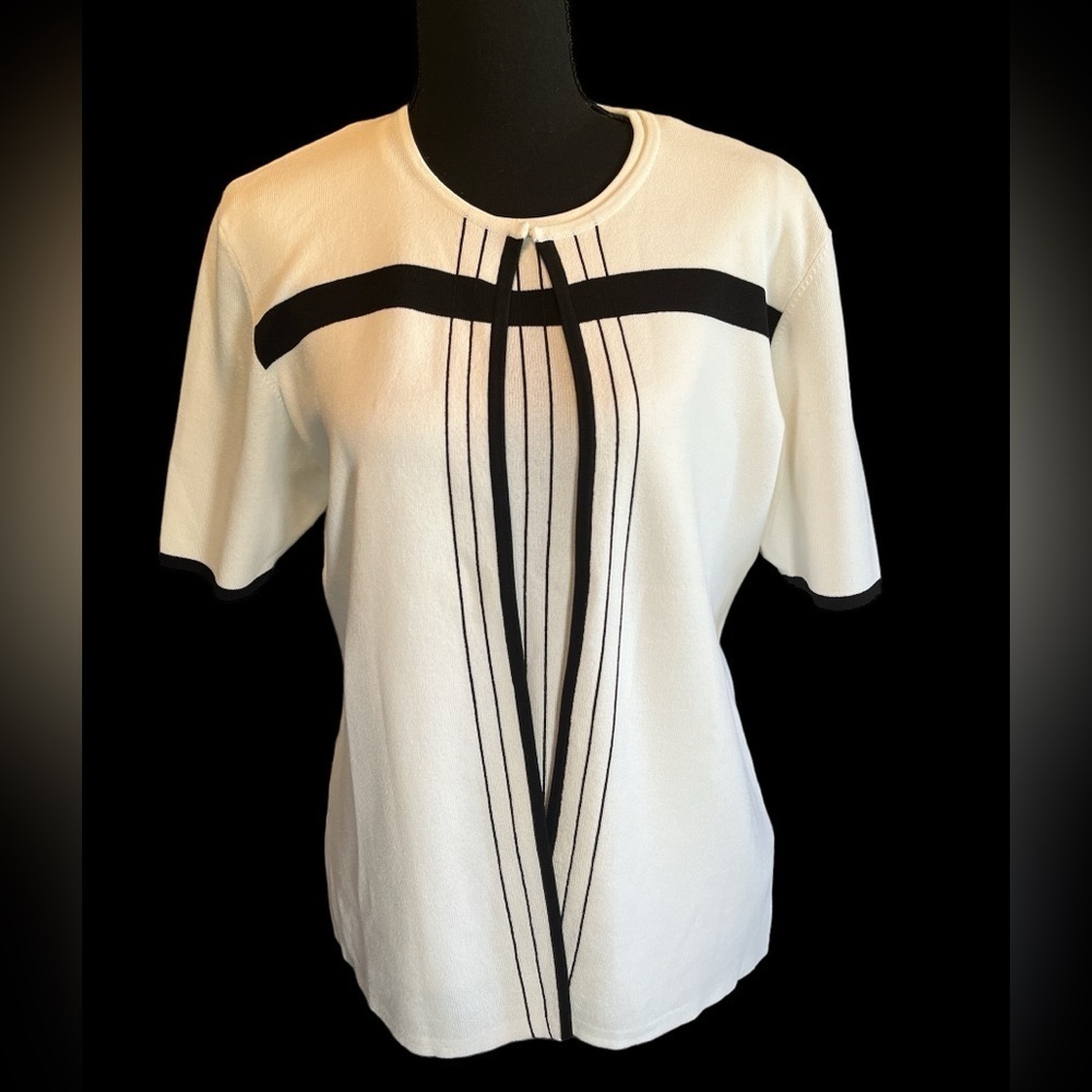 Patchington 2 Pc Sweater Set White with Black accents | Size S